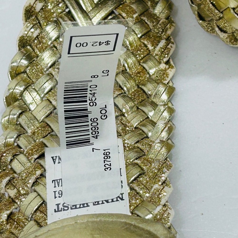 Nine West womens belt gold boho western glam metallic braid woven glitter NWT L - Picture 3 of 9